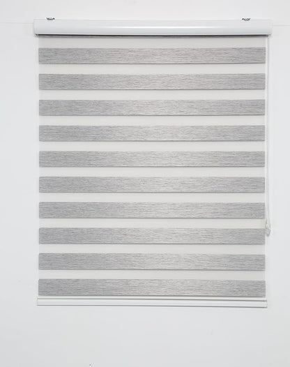 Shadesu Custom Size Zebra Blinds for Windows, 67" W x 72 H, Grey, Dual Layer Free-Stop Zebra Shades, Light Control for Day and Night, Sheer Blinds for Indoor Windows, Bedroom, Kitchen