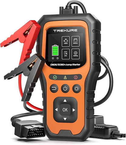 Car Battery Jump Starter with OBD2 Scanner 5000A, Car Battery Jumper Starter Portable (All Gas/10L Diesel), 12V Jump Box Jumper Cables, Code Reader for Check Engine Light, Diagnostic Tool