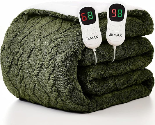 Heated Electric Blanket Queen Size-84"x90" Heating Blanket with 10 Heating Levels & 5 Time Settings Over-Heat Protection，Winter Warmer for Adults with ETL Certification（Green）