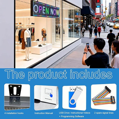 P10(52" * 14") Scrolling Programmable Led Sign Custom Outdoor Digital For Business Display Screen Matrix Panel Electronic Message Board Neon Full Color Advertising Light Wifi Control