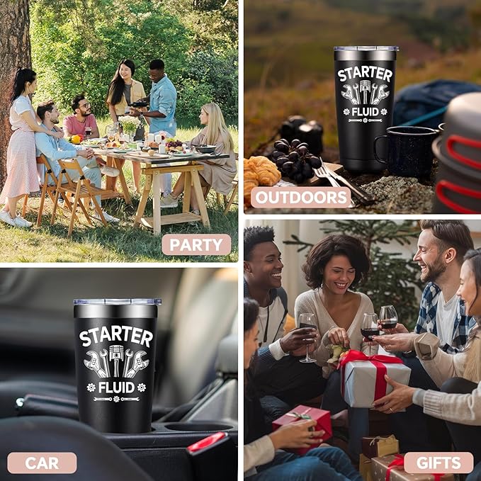 SpenMeta Mechanic Gifts - Mechanic Gifts for Men, Car Guy, Car Enthusiast - Christmas Birthday Fathers Day Gift for Mechanics - 20oz Starter Fluid Tumbler Cup