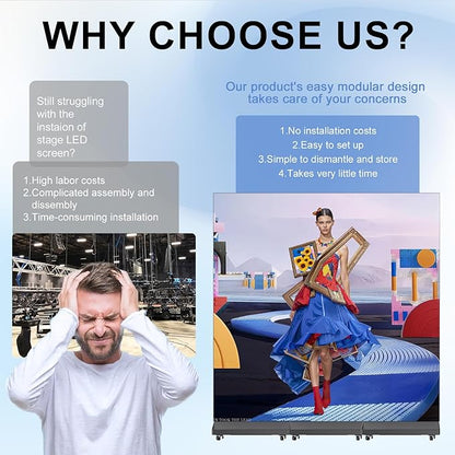 Indoor LED Digital Signage Display with P1.86, LED Poster Screen Frameless Splicing, Advertising Display USB Plug-and-Play & Remote Control for Giant Commercial Events & Rentals (Black, Single)