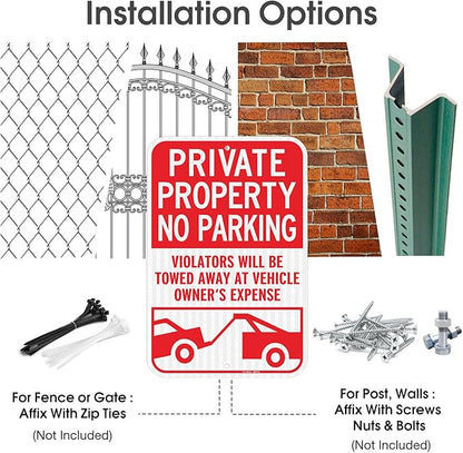 GicnKeuz Large No Parking Signs,18x12 Inches Private Property Signs, Violators Will Be Towed Away at Vehicle Owner's Expense Sign, Engineer Grade Reflective Aluminum, Fade Resistant ,Indoor or Outdoor Use (4-Pack)