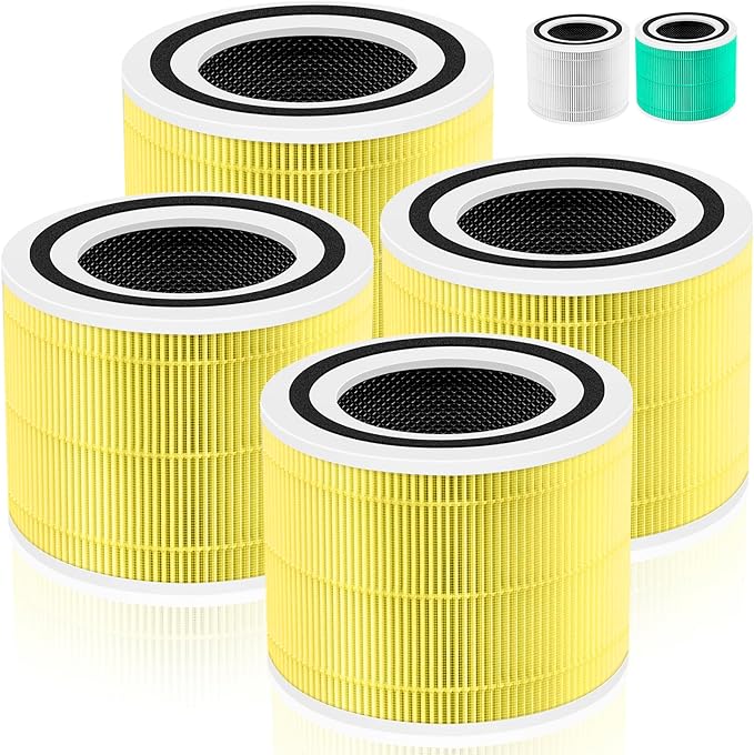 240 True HEPA Pet Care Replacement Filter 14 for Puro 240 Air Purifier,3-in-1 High-Efficiency HP-14 with Activated Carbon Filter,4 Pack,Yellow