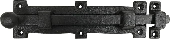 Antique style 8" Black Wrought Iron - Slide Door Bolt Latch - vintage iron - Decorative style 8 in door latch DS-04 (1)