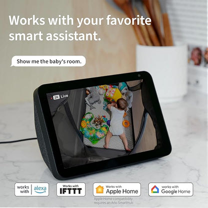 Arlo Essential Security Camera 2K | Indoor Only| 2nd Gen | Baby Monitor & Pet Camera | Wireless with Spotlight, 2-Way Audio, Color Night Vision, Live Stream, Motion Activation, White, 2 Cameras