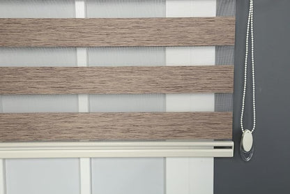 Shadesu Custom Size Zebra Blinds for Windows, 90" W x 72 H, Brown, Dual Layer Free-Stop Zebra Shades, Light Control for Day and Night, Sheer Blinds for Indoor Windows, Bedroom, Kitchen