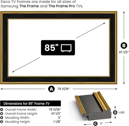 Antique Gold & Black 85" Premiere Deco TV Frame - Compatible ONLY with Samsung The Frame TV and Pro TVs (Fits 2021-2025, LS03A, LS03B,LS03C,LS03D,LS03FA,LS03FW)