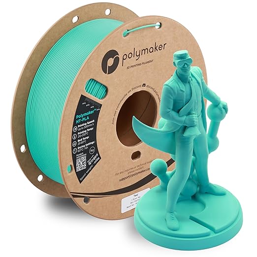 Polymaker HT-PLA Filament 1.75mm Teal, High Temp PLA for 3D Printing, Heat Stable Up to 150°C, Easy to Print, Works with Most FDM Printers, 1kg Spool