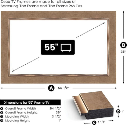 Contemporary Bronze 55" Premiere Deco TV Frame - Compatible ONLY with Samsung The Frame TVs (Fits 2021-2025, LS03A, LS03B, LS03C, LS03D, LS03FA)