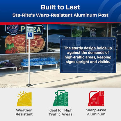 Impact Recovery - Sta-Rite Flexible Sign Post - Sign Holder - Handicap Parking Signs - Made in the USA - 102” Reserved Parking Signage
