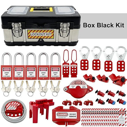 SAFBY 2-in-1 Lockout Tagout (Loto) Kits–Complete OSHA Safety Group Lock Out Hasps, Tag Out Clamp-On Circuit Breaker Lockout for Universal Multi- Pole Breaker Electrical Kits Station (2 Kits in 1)