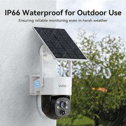 Solar Powered Security Camera System Outdoor with 10" Monitor, 2pcs 2K Wireless Cameras for Home Security, 360° Pan Tilt, True Color Night Vision, 2.4G/5G WiFi, 10CH NVR, 500GB HDD