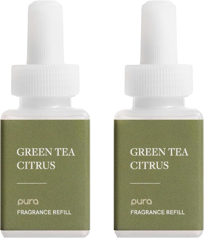 PuraHome Scent Refill - Smart Home Air Diffuser - Up to 120-Hours of Luxury Fragrance per Refill - Home Essential - Clean & Safe Diffuser Fragrance - 2 Pack, Green Tea Citrus