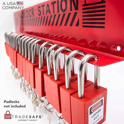 TRADESAFE Lockout Tagout Locks Station - Loto Station Holds up to 20 Safety Padlocks, Loto Locks Rack with No Lock Out Tag Out Padlocks Included