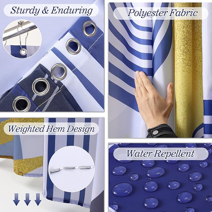 Bathroom Set - Bathroom Sets with Shower Curtain and Rugs, Bathroom Accessory Set, Navy Blue Bathroom Accessories Set with Trash Can, Toilet Brush and Soap Dispensers