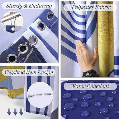 Bathroom Set - Bathroom Sets with Shower Curtain and Rugs, Bathroom Accessory Set, Navy Blue Bathroom Accessories Set with Trash Can, Toilet Brush and Soap Dispensers