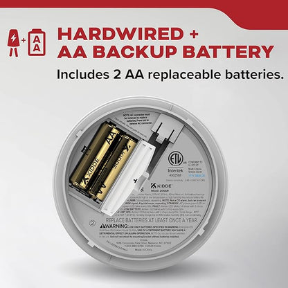 Kidde Hardwired Smoke Detector, AA Battery Backup, Interconnectable, LED Warning Light Indicators, 4 Pack