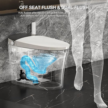Smart Toilet with Automatic Lid Opening, Auto Flush, Heating seat, Instant Hot Water, Rinse Function, Warm Air Drying, Night Light, LED Display Light and Remote Control (ST-PLUS)