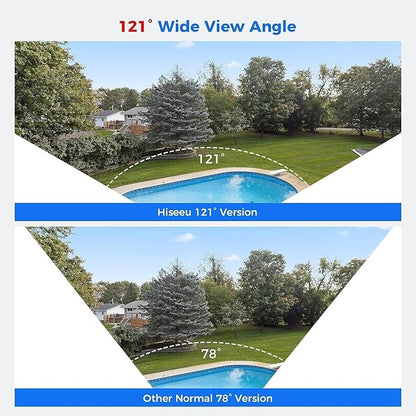 [4K HD+121°Wide View] Hiseeu 4K Security Camera System, 8 Pcs 8MP PoE Security Camera Outdoor, Human Vehicle Detect, Color Night Vision,No Monthly Fee, 3TB HDD for Indoor Outdoor Home Surveillance Use