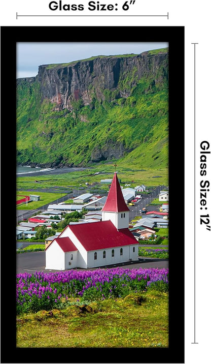 Americanflat 6x12 Picture Frame with Shatter-Resistant Glass - Signature Collection - Gallery-Style Frames Made of Engineered Wood - Photo Frame for Tabletop and Wall Display - Black