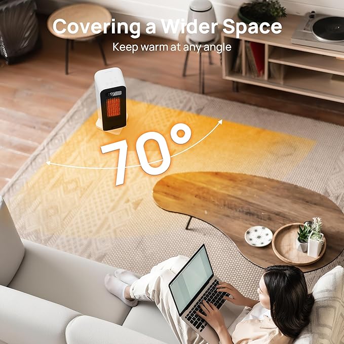 Space Heaters for Indoor Use, Smart Portable Electric Heater with Thermostat, WiFi and Voice Control, 12H Timer, 4 Modes, 36dB 1500W PTC Ceramic Safety Heat for Office Bedroom Home 1Pack White