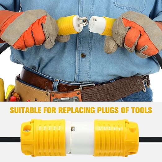 Sherr 16 Pcs Extension Cord Ends 15A 125V 2 Pole 3 Wire Heavy Duty Replacement Male Plug Female Connector Set 5-15P 5-15R Straight Blade Plug Grounding Type/ETL Listed (Male,Female)