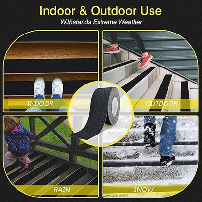 S&X Heavy Duty Anti Slip Grip Tape - 3" x 60', Grit 60 - Non-Skid Traction Roll for Outdoor Stairs, Steps, Ramps, Boats, Decks - Waterproof, Weather & Wear Resistant, Black
