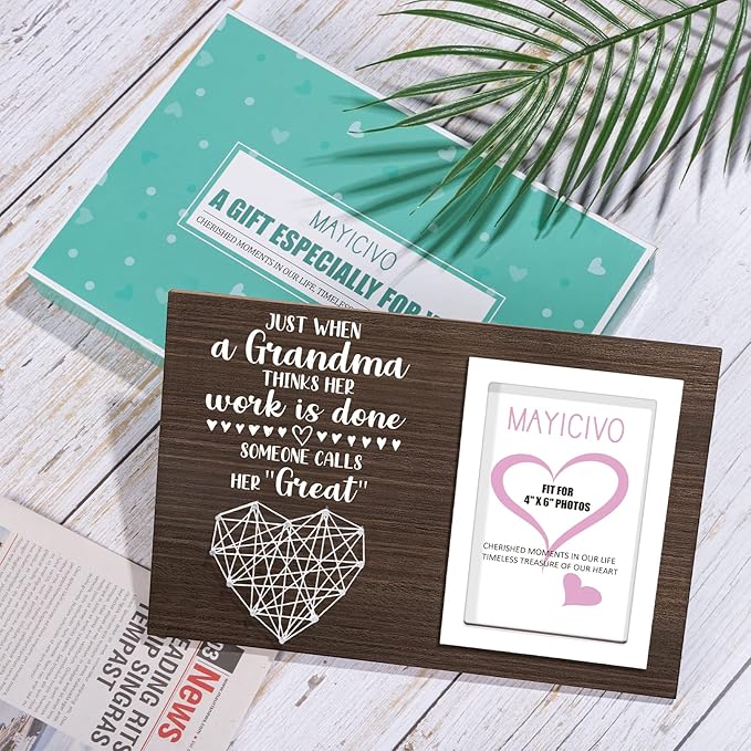 Great Grandma Christmas Gifts Picture Frame, Pregnancy Announcement Gifts for First Time Great Grandma New Great-Grandmother Gift Best Great-Grandmother Birthday Mothers Day Gift Frame - 4x6 Photo