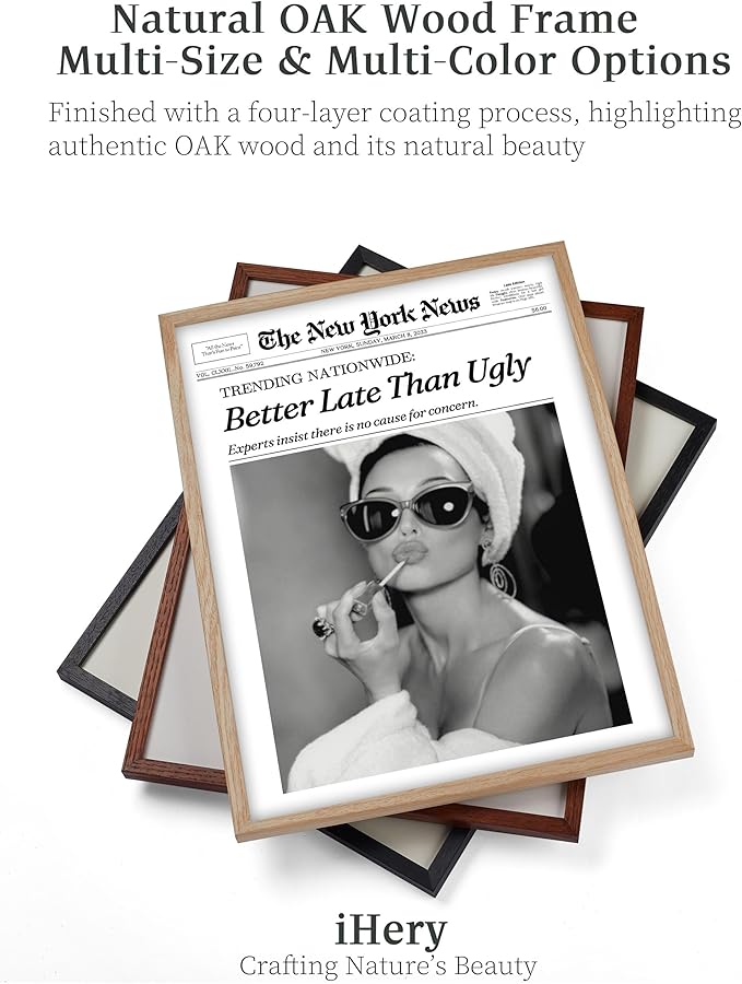 iHery Standard 12x16in Truly Natural OAK Wood Beige Color Picture Frame with High Transparency Acrylic Glass Thickened Backboard, Photo Frames Minimalistic Design Narrow Border 1Pack