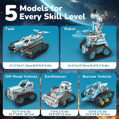 Robot Building Kit with APP/Remote Control STEM Gifts for Boys Age 6-16,Technic Coding Robotic Toys for Kids Birthday, Buildable 5in1 Models with 720 Pieces