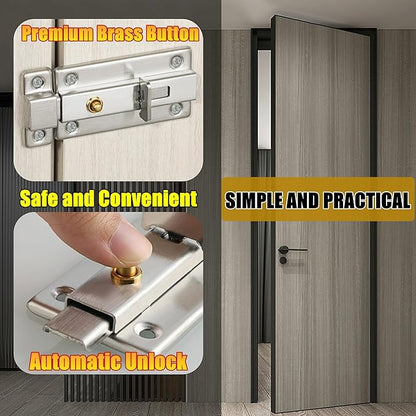 Alise Slide Bolt Gate Latch,Spring-Automatic Barrel Bolts Latches Safety Door Lock,Gate Hardware for Inside Door Fence Toilet Barn Pet Doors,Stainless Steel Bolt Latches,Brushed Finish,MS3000-LS
