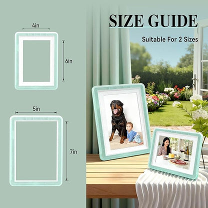 5x7 Picture Frame, Clear Acrylic Photo Frame with White Mat for 4x6 Photos, One-Piece Shatterproof Tool-Free Design, UV-Resistant Waterproof Tabletop Frame for Home Office Decor with 10-Year Warranty