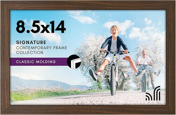 Americanflat 8.5x14 Picture Frame with Shatter-Resistant Glass - Signature Collection - Gallery-Style Frames Made of Engineered Wood - Photo Frame for Wall Display - Walnut