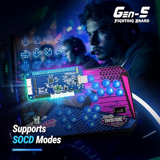 Brook Gaming GEN 5 Wired Fighting Board – Compatible with PS5, PS4, NS, NS2, and PC/Ultra-Low Latency & RGB Lighting Equipped (Exclusive Version)
