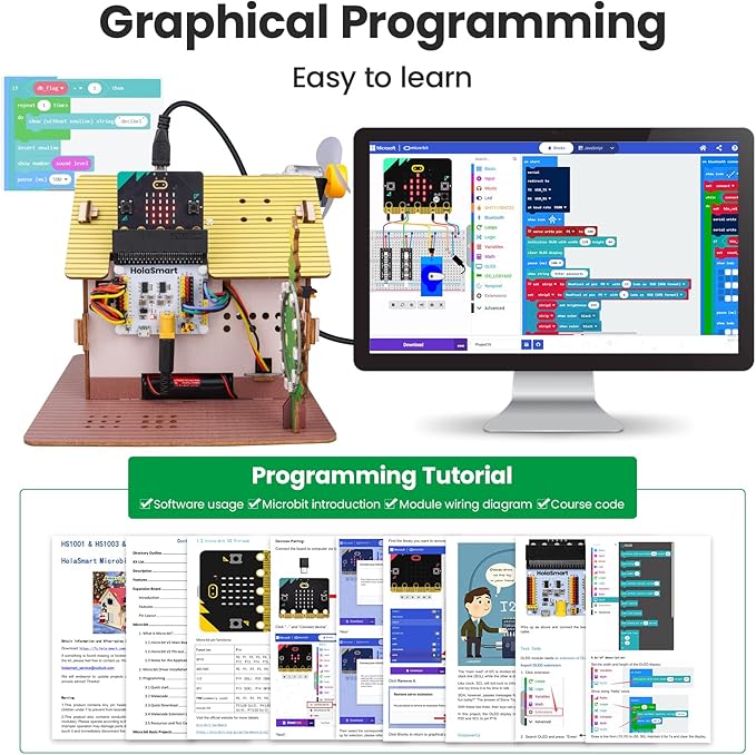 microbit Smart Home Kit for Microbit V1 and V2,STEM Education DIY Coding Kit with Online Tutorial,Programming Electronics Kit for Teens Adults(Without Micro:bit and AAA Battery)