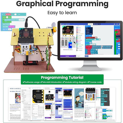 microbit Smart Home Kit for Microbit V1 and V2,STEM Education DIY Coding Kit with Online Tutorial,Programming Electronics Kit for Teens Adults(Without Micro:bit and AAA Battery)