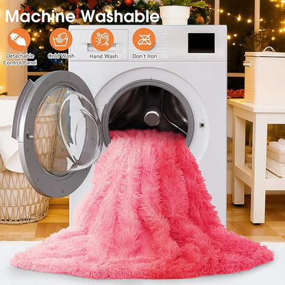 Heated Electric Blanket Twin,Warm Winter Birthday Gifts for Women Her Grandma–Faux Fur with Soft Sherpa,10 Heat Settings,5 Time Settings with Fast Heating, 62x84, Baby Pink