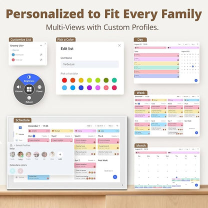 Digital Calendar 15.6" Chore Chart – 1080P Full HD Interactive Touchscreen, Smart Family Planner, Hearth Display Digital Wall & Desk Mountable for Seamless Scheduling