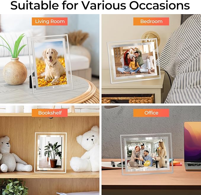 5x7 Picture Frames Set of 2, Desktop Clear Glass Photo Frame Horizontal or Vertical Display for Landscape, Portrait, Wedding, Pet Photos