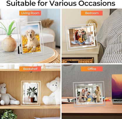 5x7 Picture Frames Set of 2, Desktop Clear Glass Photo Frame Horizontal or Vertical Display for Landscape, Portrait, Wedding, Pet Photos