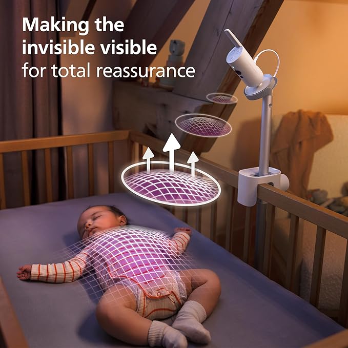 Philips Avent Premium Connected Baby Monitor, Smart Baby Monitor with App, 1080p Camera, SenseIQ Sleep & Breathing Motion Tracking, Cry Detection & Translation, Two-Way Audio, Night Vision, SCD973/37