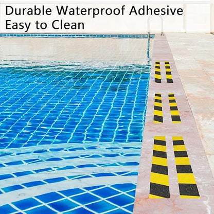 Anti Slip Tape, 4 Inch x 42 Ft Grip Tape for Stairs Outdoor/Indoor, Waterproof Non Skid Roll for Stair Treads Non Slip, High Traction Friction Abrasive Adhesive Stair Steps, Caution Yellow/Black