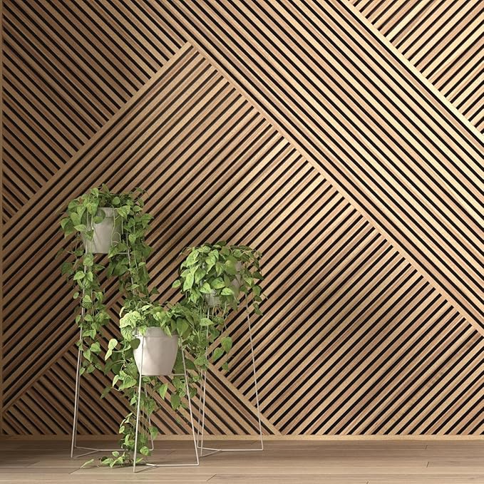 Wood Panels for Wall - Oak Acoustic Wall Panels - 4PK Wall Wood Panels - 94.49” x 12 - Soundproof Wall Panels for Decor - Acoustic Slat Wood Wall Panels for Interior Decoration of Walls (Oak) (Oak)