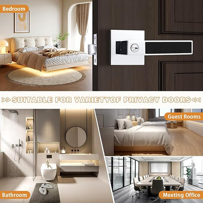 Probrico Square Heavy Duty Door Handle with Black Leather Hand Lever, Keyless Privacy Interior Door Levers for Bedromm and Bathroom, Polished Chrome, 5 Pack