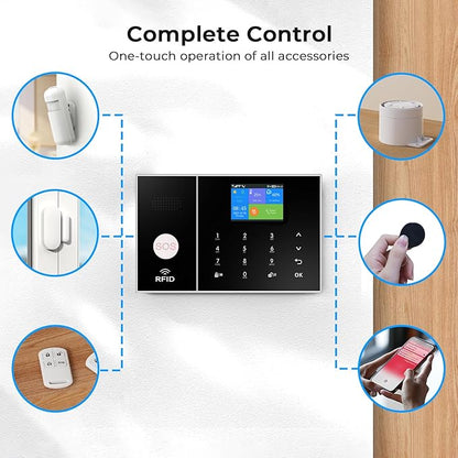 4G Smart Home Security Alarm Kit, Wireless WiFi Home Alarm System with Siren, PIR Motion Sensor, Remote Controls, Window/Door Sensor, Support SMS Push/APP Linkage Alert (20 Pieces)