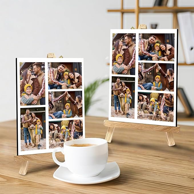 Custom Photo Frame with Stand, Personalized Picture Display, MDF and Wood Construction, Desktop Decor, Multiple Designs, Customizable Gift for Family and Friends