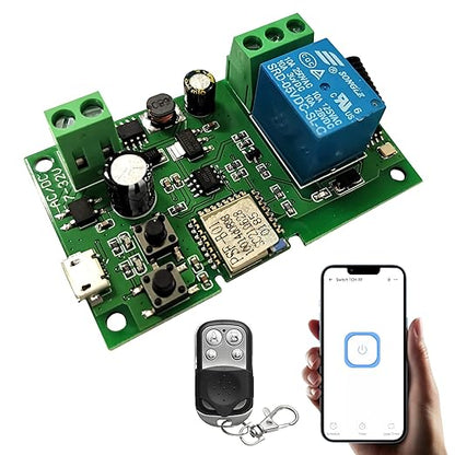 Jane Eyre WiFi Instant Relay Self Lock Switch Module with 433MHz RF Remote Control DIY Garage Door Switch Module Ewelink App Control Compatible with Alexa Goolution Assistant(1 Channel)