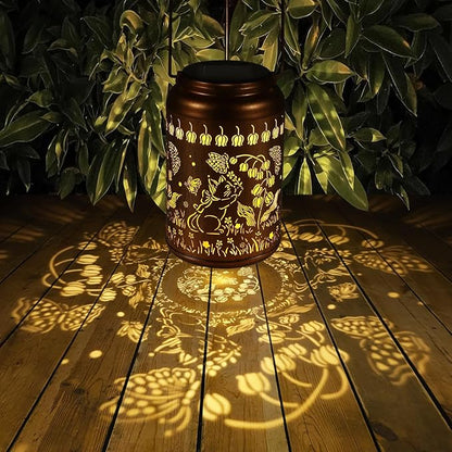 Solar Lanterns Outdoor Waterproof Hummingbird Garden Decor Christmas Gifts for Women Mom Grandma Hanging Lights Metal Decoration Outside for Yard, Patio,Backyard,Porch(Cat and Butterfly)