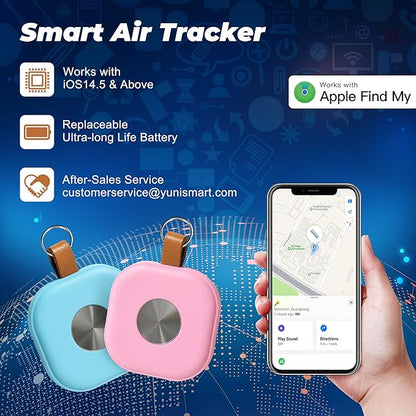 Air Tracker, Key Finder Works with Find My App (iOS Only), Bluetooth Tracker for Keys, Luggage, Suitcases, Key Finder Locator with Sound, Worldwide Tracking Tags, Replaceable Battery-2 Pack Colorful
